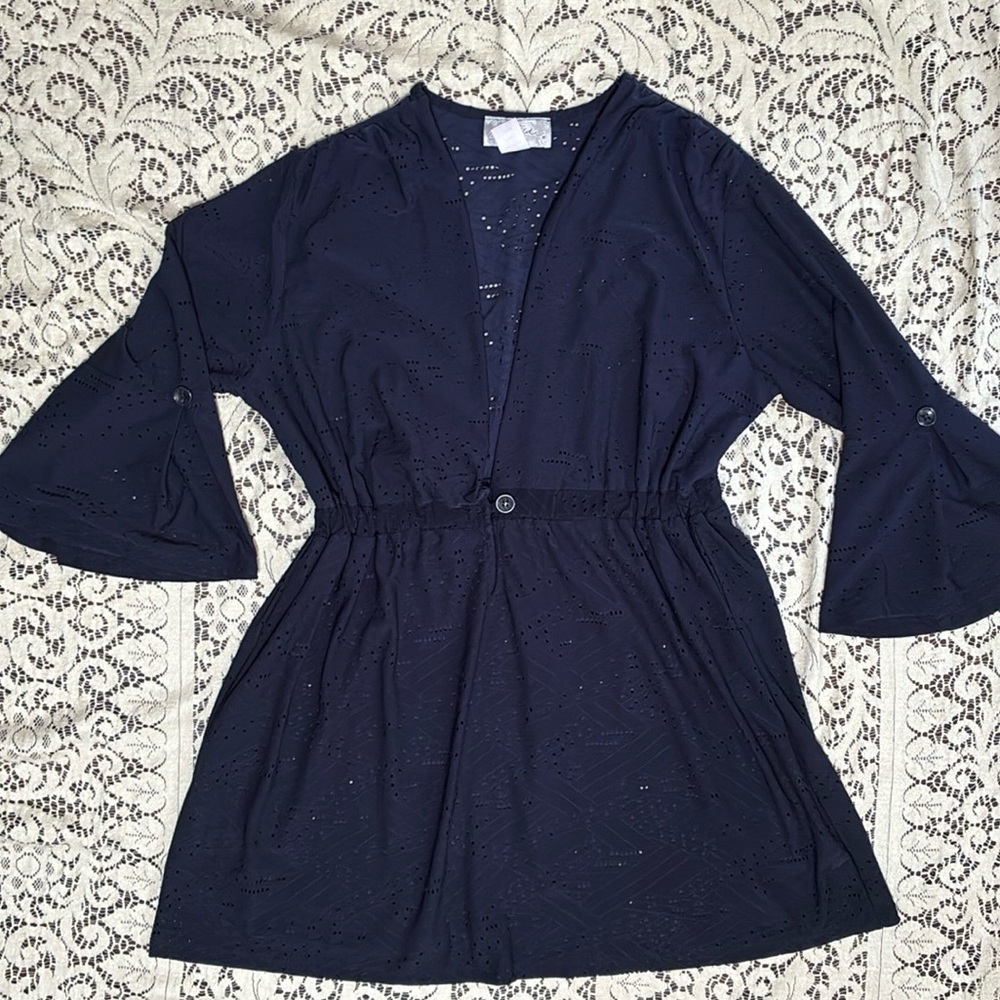 J Valdi Elegant Navy Swimsuit Coverup